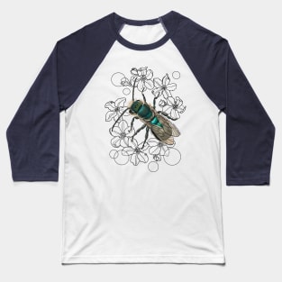 Blue, Orchard, Mason Bee Doodle Baseball T-Shirt